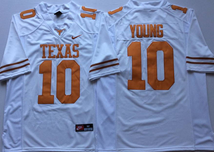 Men Texas Longhorns 10 Young White Nike NCAA Jerseys